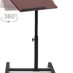 Table &agrave; roulettes pour ordinateur portable r&eacute;glable 60 x 40,5 cm usage pratique confortable en MDF