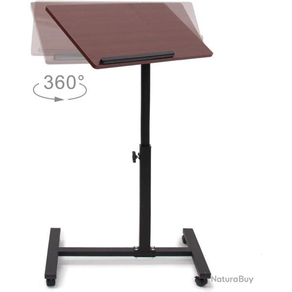 Table � roulettes pour ordinateur portable r�glable 60 x 40,5 cm usage pratique confortable en MDF