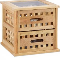 Table de chevet en bois de noyer 34 x 34 x 34 cm avec 2 tiroirs de rangement design contemporain en