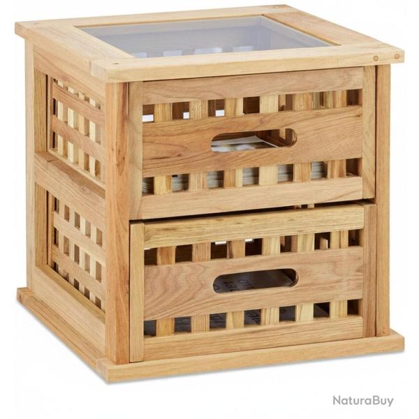 Table de chevet en bois de noyer 34 x 34 x 34 cm avec 2 tiroirs de rangement design contemporain en