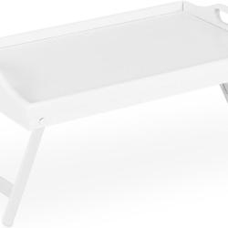 Tablette de lit pliante dimensions 22 x 61,5 x 30 cm usage polyvalent design &eacute;pur&eacute; en bambou blanc