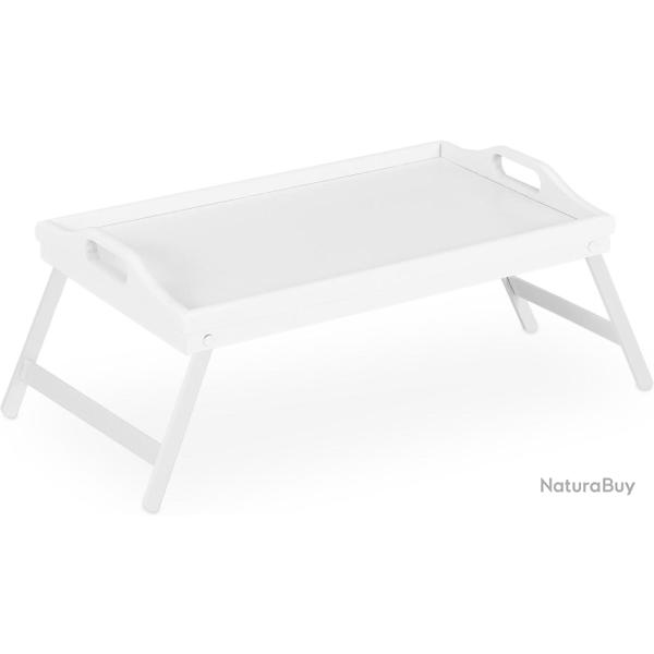 Tablette de lit pliante dimensions 22 x 61,5 x 30 cm usage polyvalent design �pur� en bambou blanc