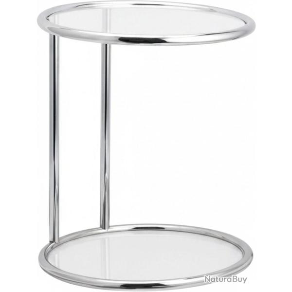 Table d'appoint ronde d�corative salon 53 x 44,5 cm surface pratique �l�gance �pur�e en verre trans