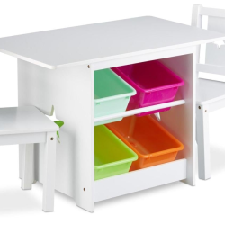Ensemble table et chaises enfants avec rangement 51,5 x 75 x 46 cm pratique color&eacute; ambiance ludique