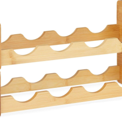 Etag&egrave;re &agrave; vins empilable pour 8 bouteilles rangement cuisine 24 x 47 x 18 cm style naturel en bambo