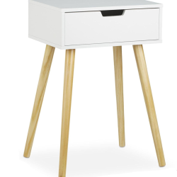 Table de chevet scandinave moderne avec tiroir 60 x 40 x 30 cm ambiance cosy finition mate en MDF b