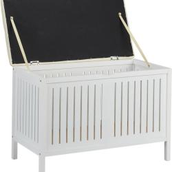 Banc multifonctionnel avec espace de rangement 56 x 78 x 39 cm assise rembourr&eacute;e style campagne en
