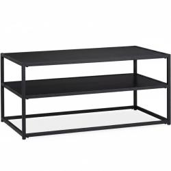 Table basse &eacute;l&eacute;gante avec rangement salon 90 x 50 x 42 cm style moderne en MDF noir 13_0018156