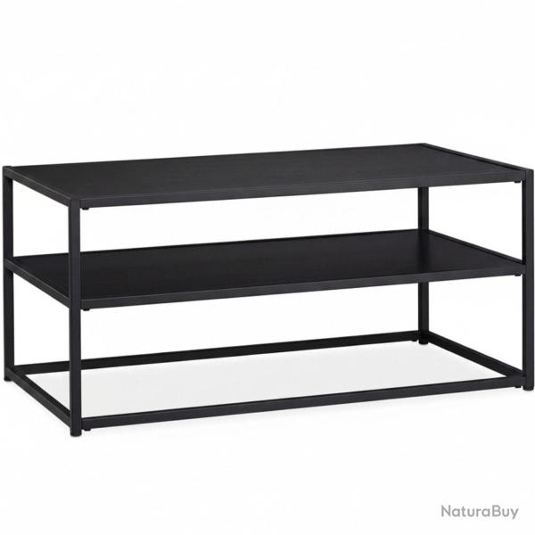 Table basse �l�gante avec rangement salon 90 x 50 x 42 cm style moderne en MDF noir 13_0018156