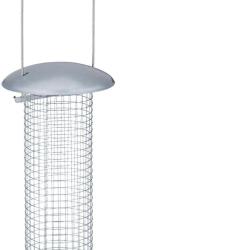 Lot de 2 mangeoires &agrave; oiseaux suspendues jardin 33 x 10 cm pratique et esth&eacute;tique en fer argent&eacute; 13