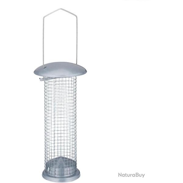 Lot de 2 mangeoires � oiseaux suspendues jardin 33 x 10 cm pratique et esth�tique en fer argent� 13