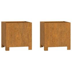 Jardini&egrave;re bac lit sur&eacute;lev&eacute; plantes fleurs jardin terrasses avec pieds lot de 2 Rouill&eacute; 32 x 30 x 3