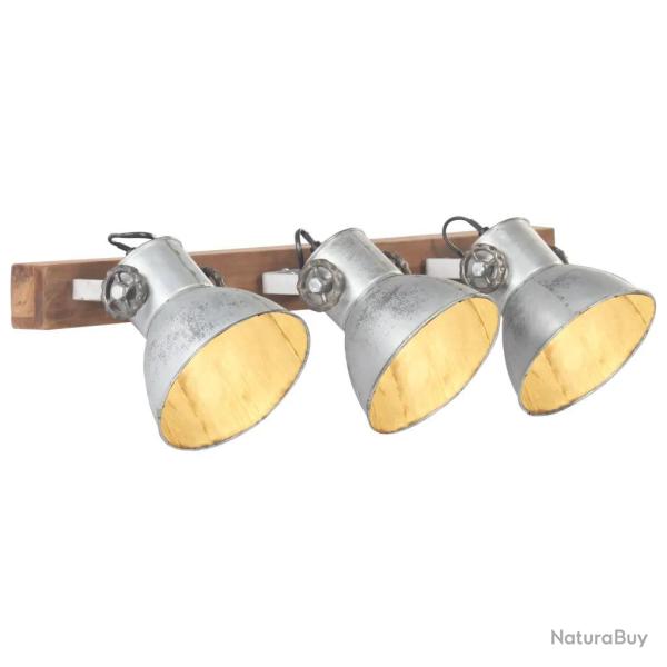 Lampe murale industrielle avec 3 abat-jour 65 x 25 cm ambiance cosy finition mate en fer argent� 02
