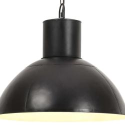 Lampe suspendue industrielle 48 cm pour salon bureau ambiance cosy en fer noir 02_0046687