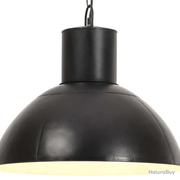 Lampe suspendue industrielle 48 cm pour salon bureau ambiance cosy en fer noir 02_0046687