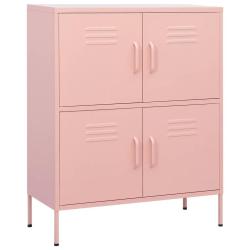 Armoire de rangement rose 80 x 35 x 101 cm avec 2 &eacute;tag&egrave;res r&eacute;glables style moderne en acier rose 02
