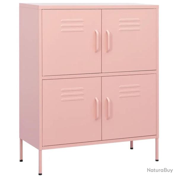 Armoire de rangement rose 80 x 35 x 101 cm avec 2 �tag�res r�glables style moderne en acier rose 02
