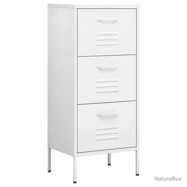 Armoire de rangement pratique avec tiroirs extensibles 42,5 x 35 x 101,5 cm en acier blanc 02_00468