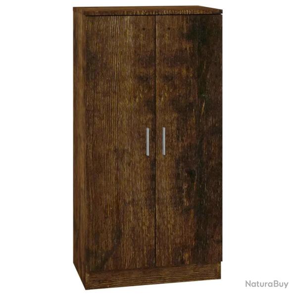 Armoire � chaussures design pratique couloir 55 x 35 x 108 cm en bois ch�ne fum� 02_0047074