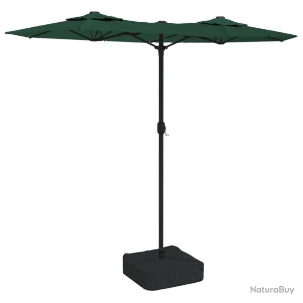 Parasol de jardin double t�te carr� 316 x 145 cm protection UV facile � manoeuvrer en polyester vert
