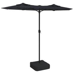 Parasol de jardin double t&ecirc;te avec LED 316 x 145 cm protection UV ambiance chaleureuse en polyester