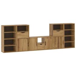 Lot de 5 meubles TV modulaires rangement 79 x 24 x 40 cm en bois de pin massif miel 02_0055986