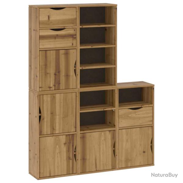 Lot de 5 armoires lat�rales modulaires rangement 40 x 24 x 79 cm en bois massif pin 02_0055972