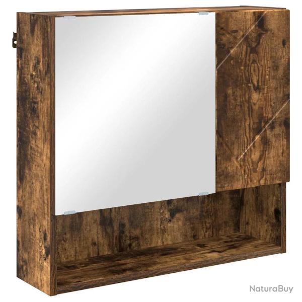 Armoire miroir gain de place moderne 59 x 17 x 55 cm en bois d'ing�nierie ch�ne fum� 02_0052872