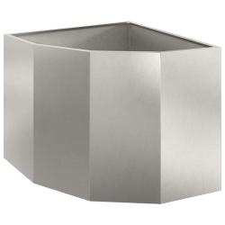 Jardini&egrave;re d'angle moderne &eacute;pur&eacute;e jardin terrasse 60 x 60 x 50 cm en acier inoxydable argent 02_005