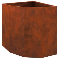 Jardini&egrave;re d'angle moderne design &eacute;pur&eacute; terrasse 45 x 45 x 50 cm en acier rouill&eacute; 02_0052914
