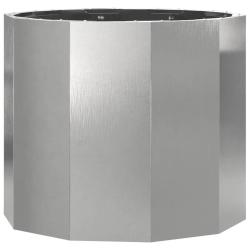 Jardini&egrave;re ronde design moderne ext&eacute;rieur 60 x 60 x 50 cm ambiance chic en acier inoxydable argent