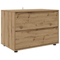 Armoire de rangement rectangulaire minimaliste 80 x 48 x 57 cm avec tiroirs pratiques en bois d'ing