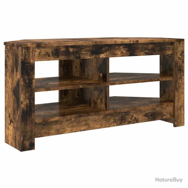 Meuble TV d'angle moderne rectangulaire avec �tag�res 102 x 40,5 x 45 cm en bois d'ing�nierie ch�ne