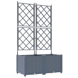 Lot de 2 cache-pots de jardin ext&eacute;rieur moderne 80 x 40 x 143 cm durable en acier gris clair 02_005