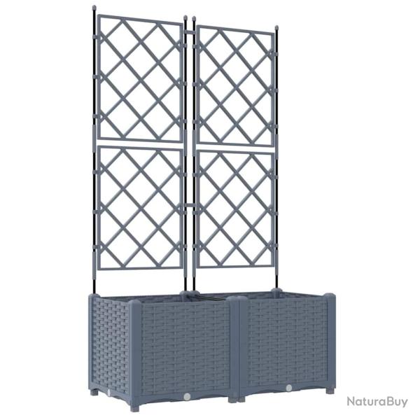 Lot de 2 cache-pots de jardin ext�rieur moderne 80 x 40 x 143 cm durable en acier gris clair 02_005