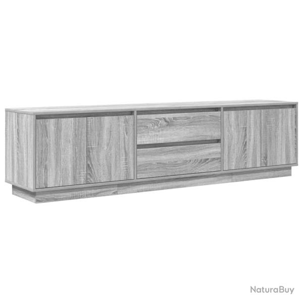 Meuble TV avec lumi�res LED design moderne rangement salon 193,5 x 41 x 50 cm en bois d'ing�nierie