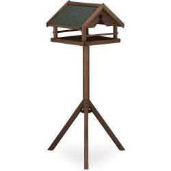 Mangeoire &agrave; oiseaux ext&eacute;rieure avec support jardin 120 x 62 x 55 cm design rustique ambiance nature