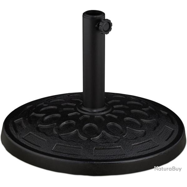 Pied de parasol d�coratif rond jardin avec vis de r�glage 34 x 48,5 cm en polyr�sine noir 13_0018276