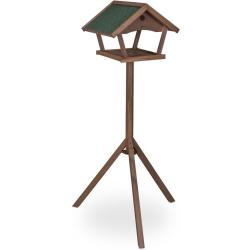 Mangeoire &agrave; oiseaux avec support pour jardin 139 x 70 x 60 cm design rustique ambiance naturelle en