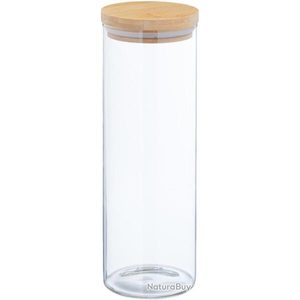 Lot de 3 bocaux en verre herm�tiques cuisine 28 x 10 cm multifonctionnels design �pur� en verre tra