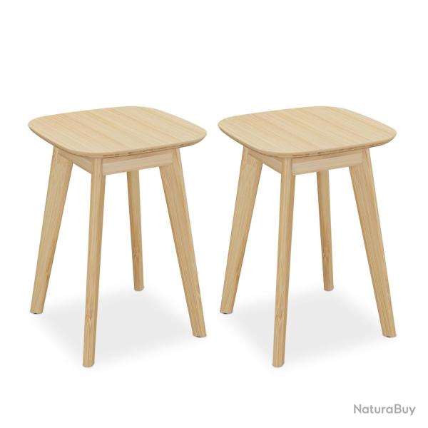 Lot de 2 tabourets pratiques salle � manger ergonomiques 45 x 45 x 75 cm en bambou naturel 13_00178