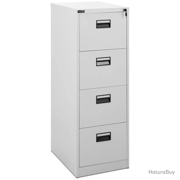 Caisson de bureau verrouillable 132 cm 4 tiroirs t�le d'acier lamin� � froid gris 14_0008510