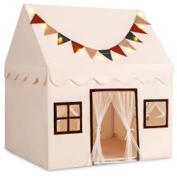 Tente de jeu pour enfants 123 x 107 x 137 cm tapis antid&eacute;rapant espace cosy guirlandes en tissu oxf