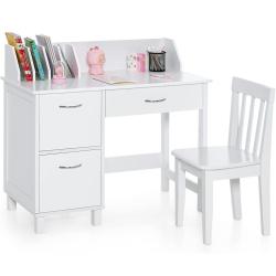 Bureau d'&eacute;tude pour enfants 90 x 45 x 81 cm avec s&eacute;parateurs de livres assise ergonomique moderne e