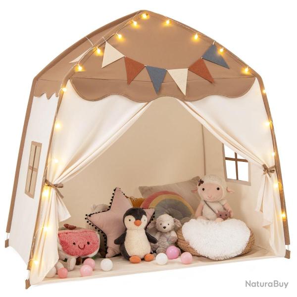 Tente de jeu pour enfants 157 x 98 x 148 cm grand espace int�rieur drapeaux guirlande lumineuse en