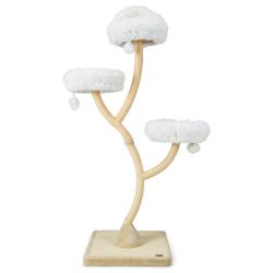 Arbre &agrave; chat 59 x 59 x 178 cm avec perchoirs douillets et balles suspendues style moderne en m&eacute;tal