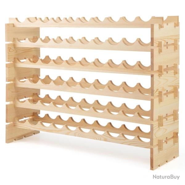 Casier � vin modulaire empilable lot de 1 101 x 29 x 73 cm pour 60 bouteilles design naturel en boi