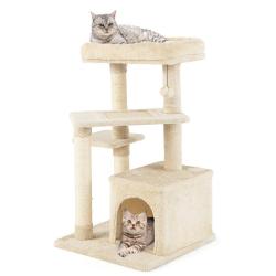 Arbre &agrave; chat 63 x 56,5 x 85 cm avec condo et 3 griffoirs ambiance cosy et confort douillet en peluc