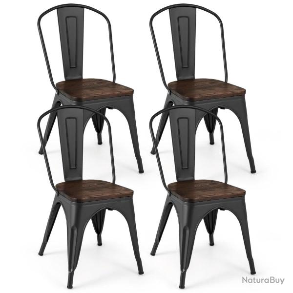 Lot de 4 chaises de salle � manger empilables 53 x 44,5 x 84 cm confort ergonomique style tolix en