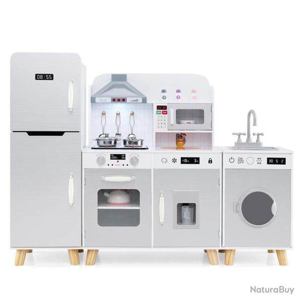 Ensemble de cuisine de jeu pour enfants 120 x 30 x 90 cm avec accessoires cr�atifs ambiance r�alist